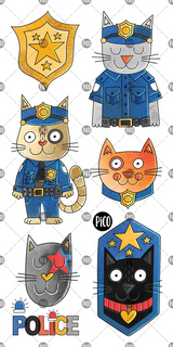 Pico ⚜ PiCO-422 Tatouages temporaires - Pixel le chat policier - Pico vendu par Veille sur toi