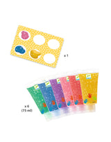 Djeco DJ09017 6 tubes de peinture à doigts à paillettes - Djeco vendu par Veille sur toi