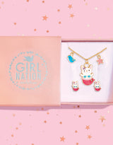 Girl Nation GN-J7114GS Coffret cadeau collier & boucles d'oreilles - Lapin sirène rose - Girl Nation vendu par Veille sur toi