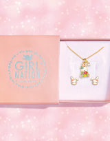Girl Nation GN-J7135GS Coffret cadeau collier & boucles d'oreilles - Lapin et fleurs - Girl Nation vendu par Veille sur toi