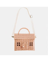 Sac bandoulière maison - En rotin rose - Olli Ella Default marque  Olli Ella vendu par Veille sur toi