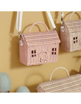 Sac bandoulière maison - En rotin rose - Olli Ella Default marque  Olli Ella vendu par Veille sur toi