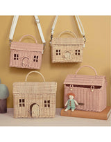 Sac bandoulière maison - En rotin rose - Olli Ella Default marque  Olli Ella vendu par Veille sur toi